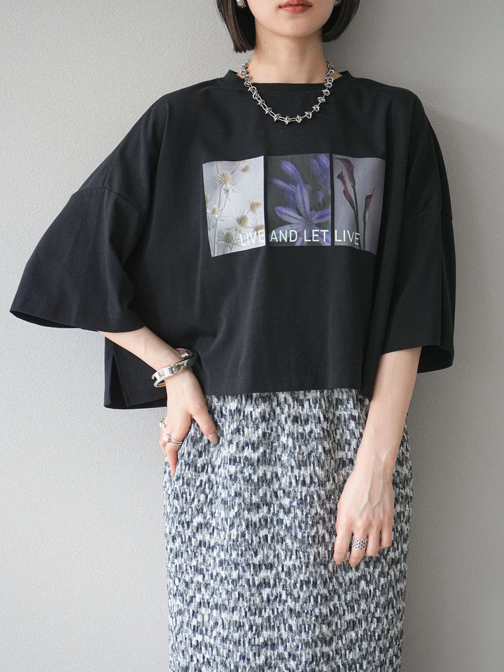 [預購] 光滑照片印花Logo變色短T卹/黑色