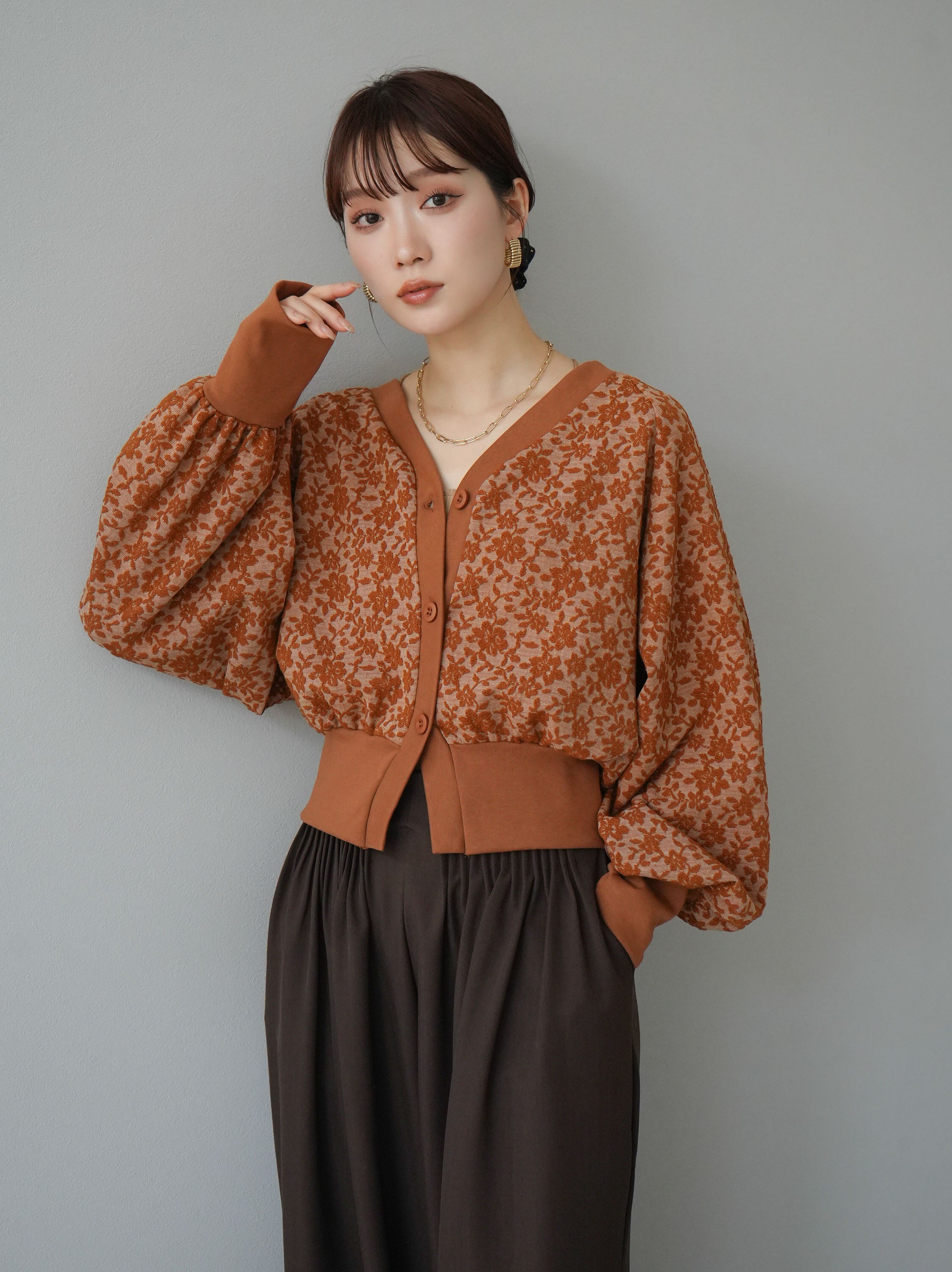 DAIRIKU フラワーパターン　カーディガン DAIRIKU(ダイリク) Flower Pattern Hand Knitting Cardigan