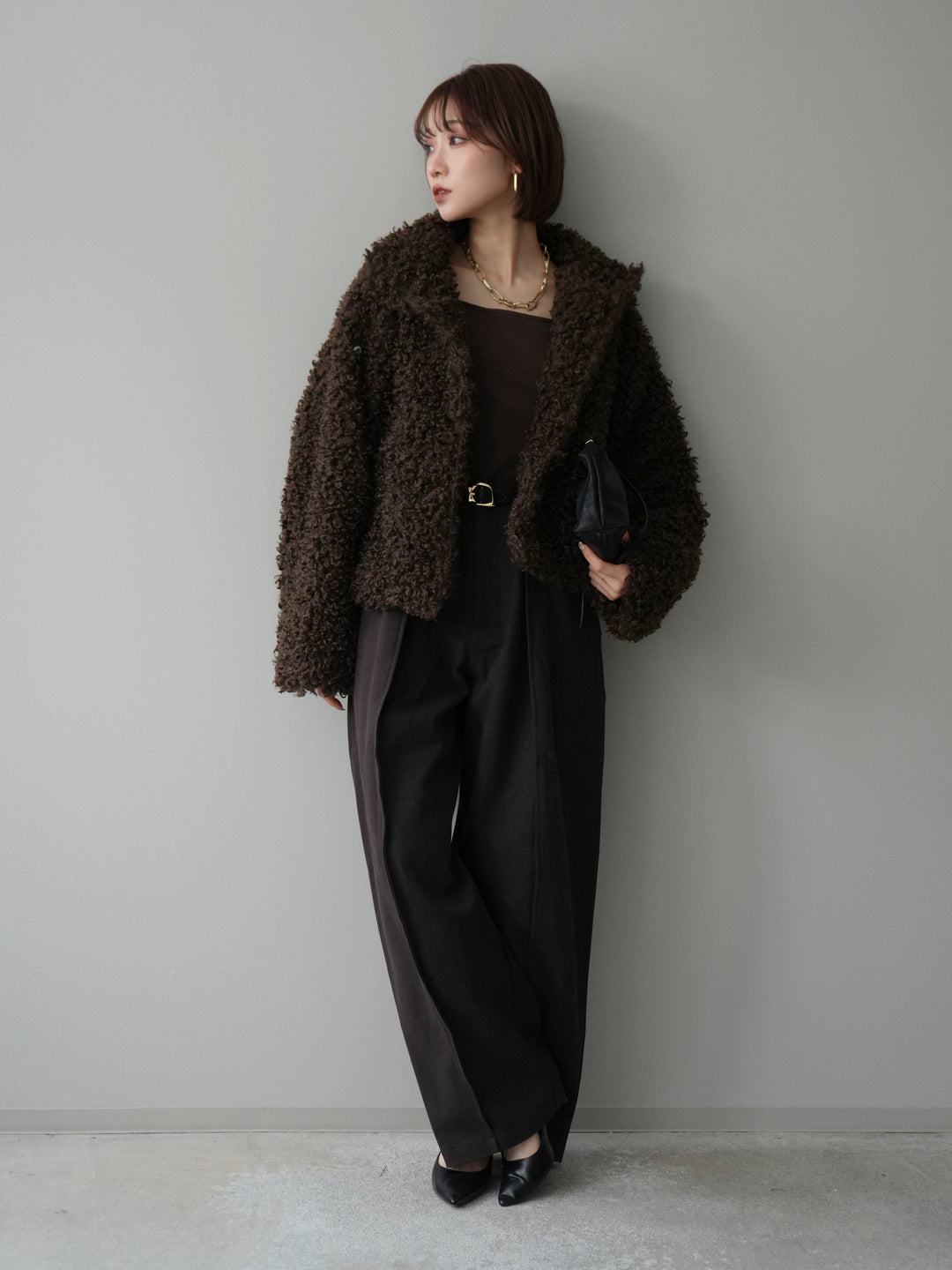 [SET]プードルファーミドルスタンドブルゾン+コットンツイルカーブパンツ(2set)