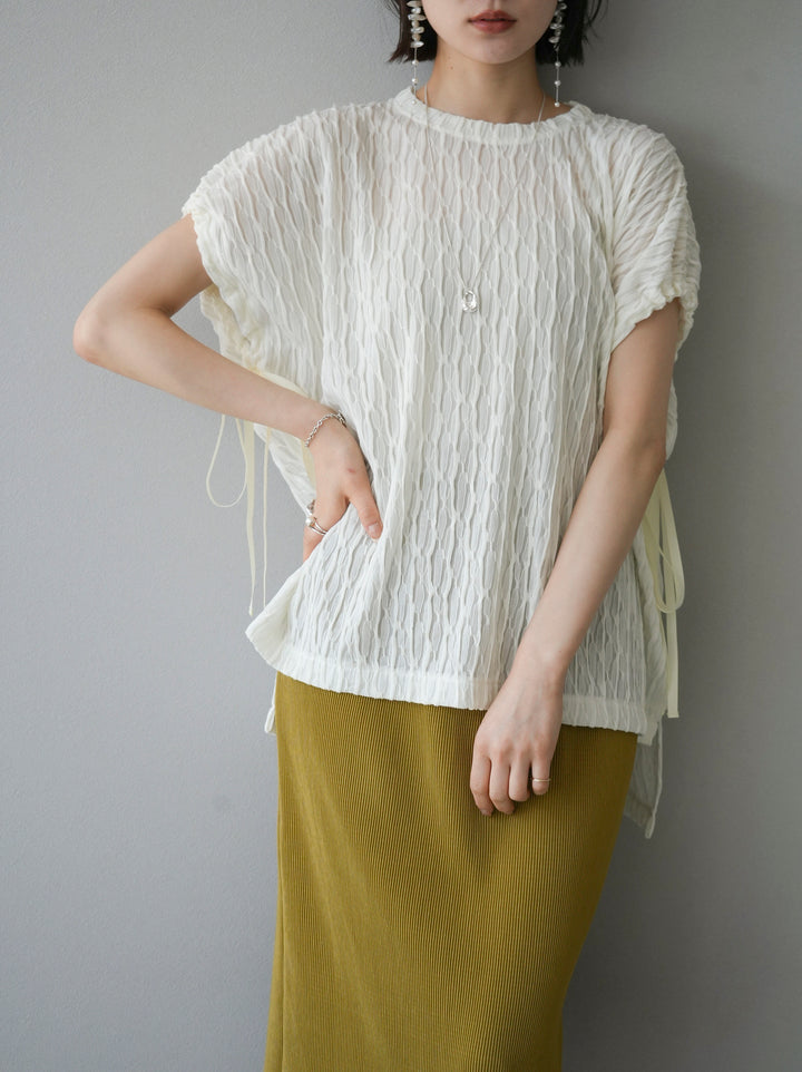 [Pre-order] Arm shirring sheer design mellow pullover/ivory