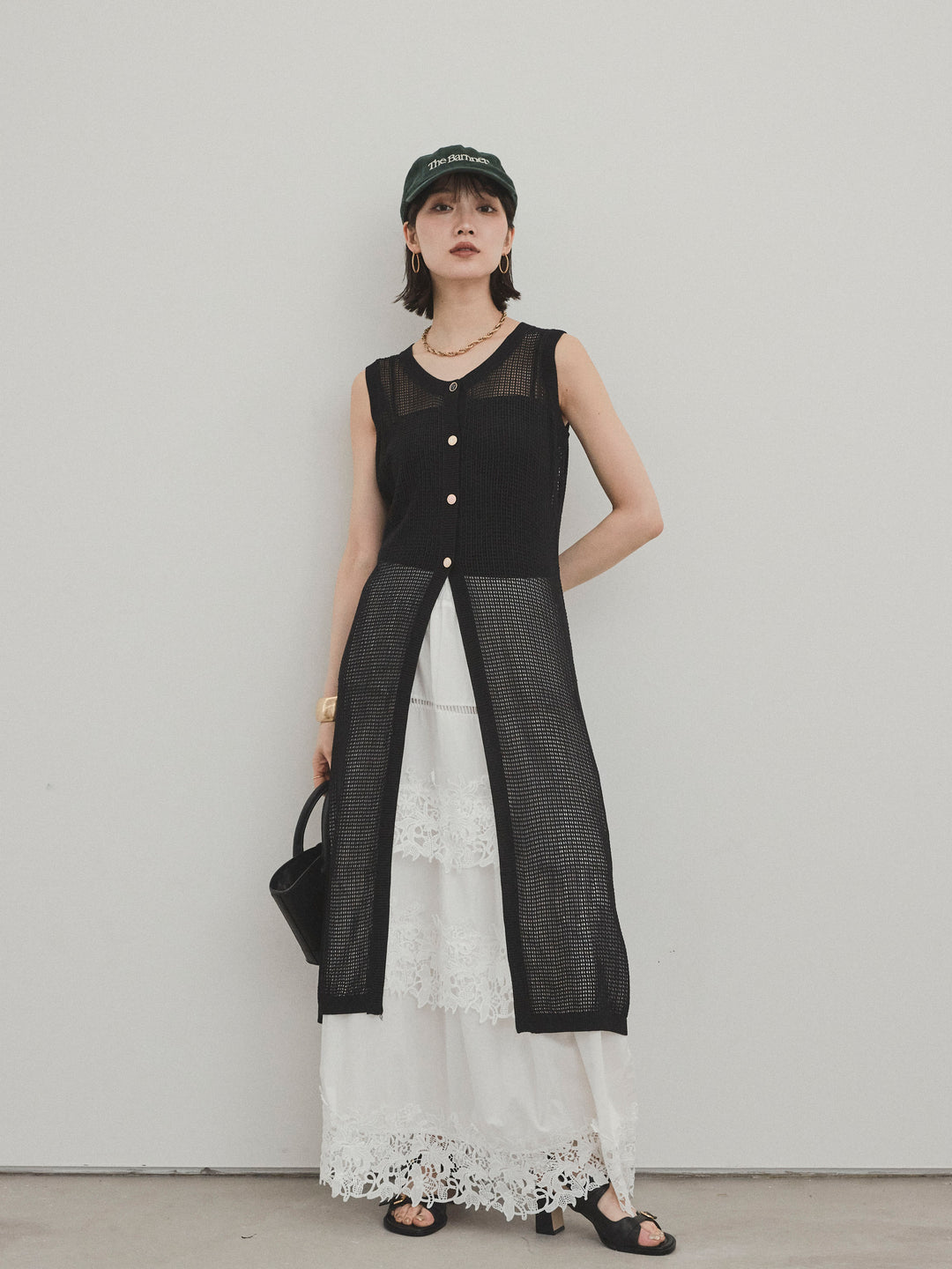 [SET]アソートボタンニットロングジレ+スカラップレースロングスカート(2set)