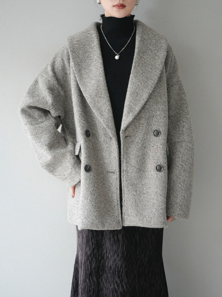 [予約]ロービング襟付きミドルコクーンコート/brown