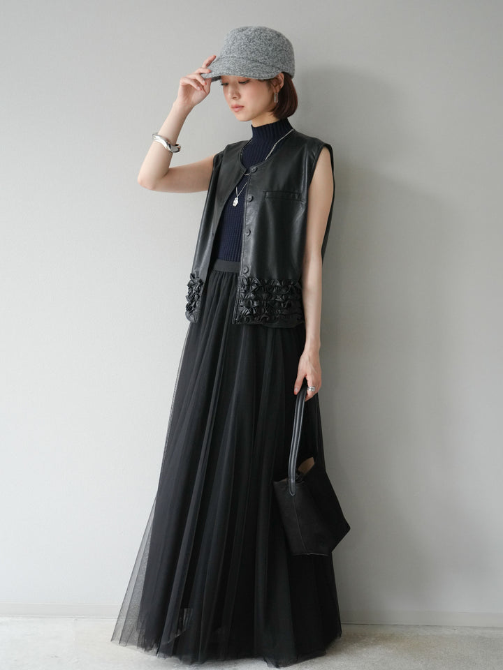 [予約]チュールボリュームスカート/ブラック
