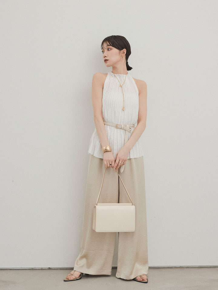 [予約]サテンイージーパンツ/ベージュ