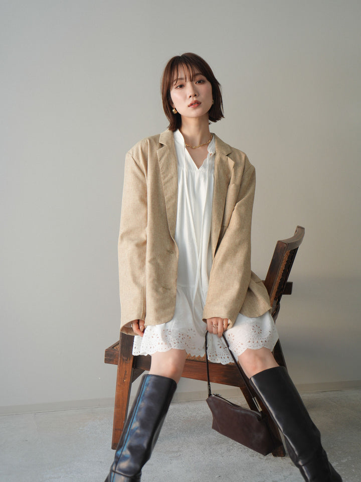 [予約]ティアードパンチングミニワンピース/white