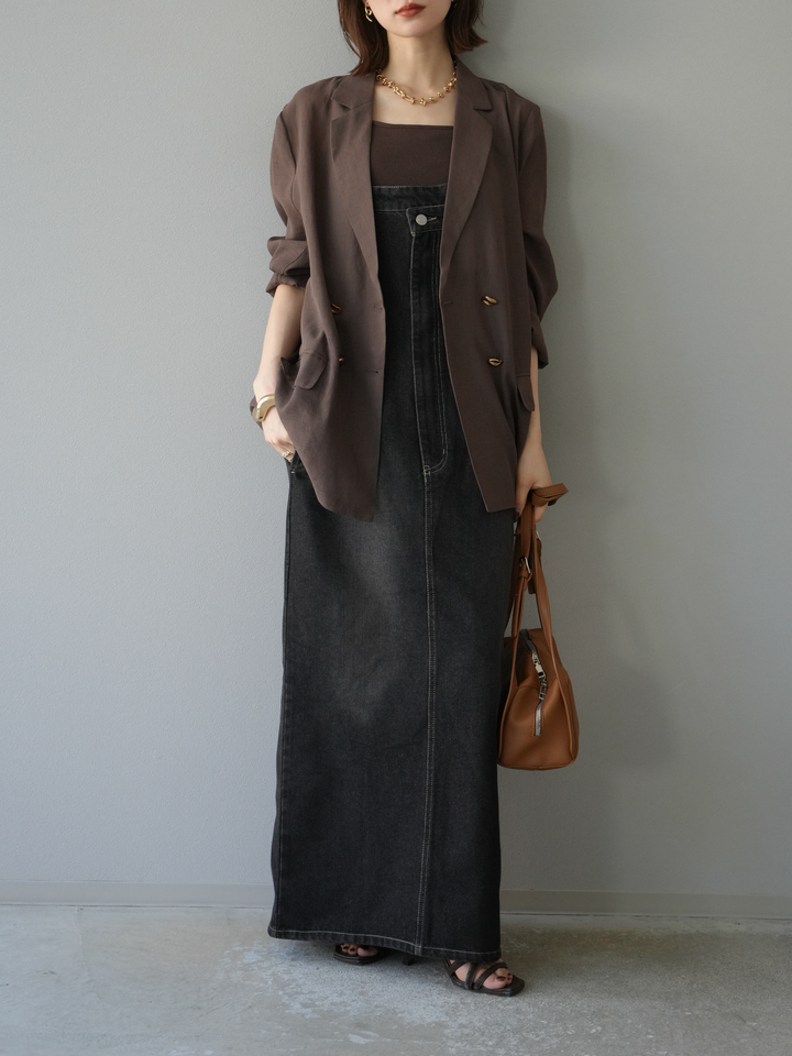 【預購】不對稱牛仔洋裝/黑色