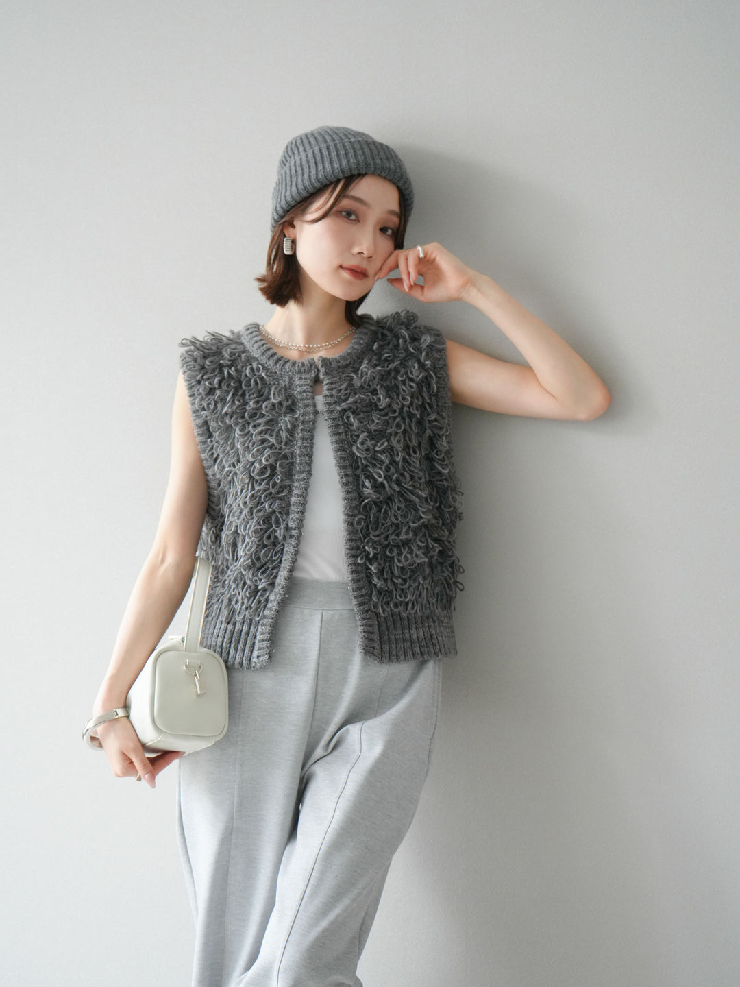 [予約]ループデザインホックベスト /チャコール