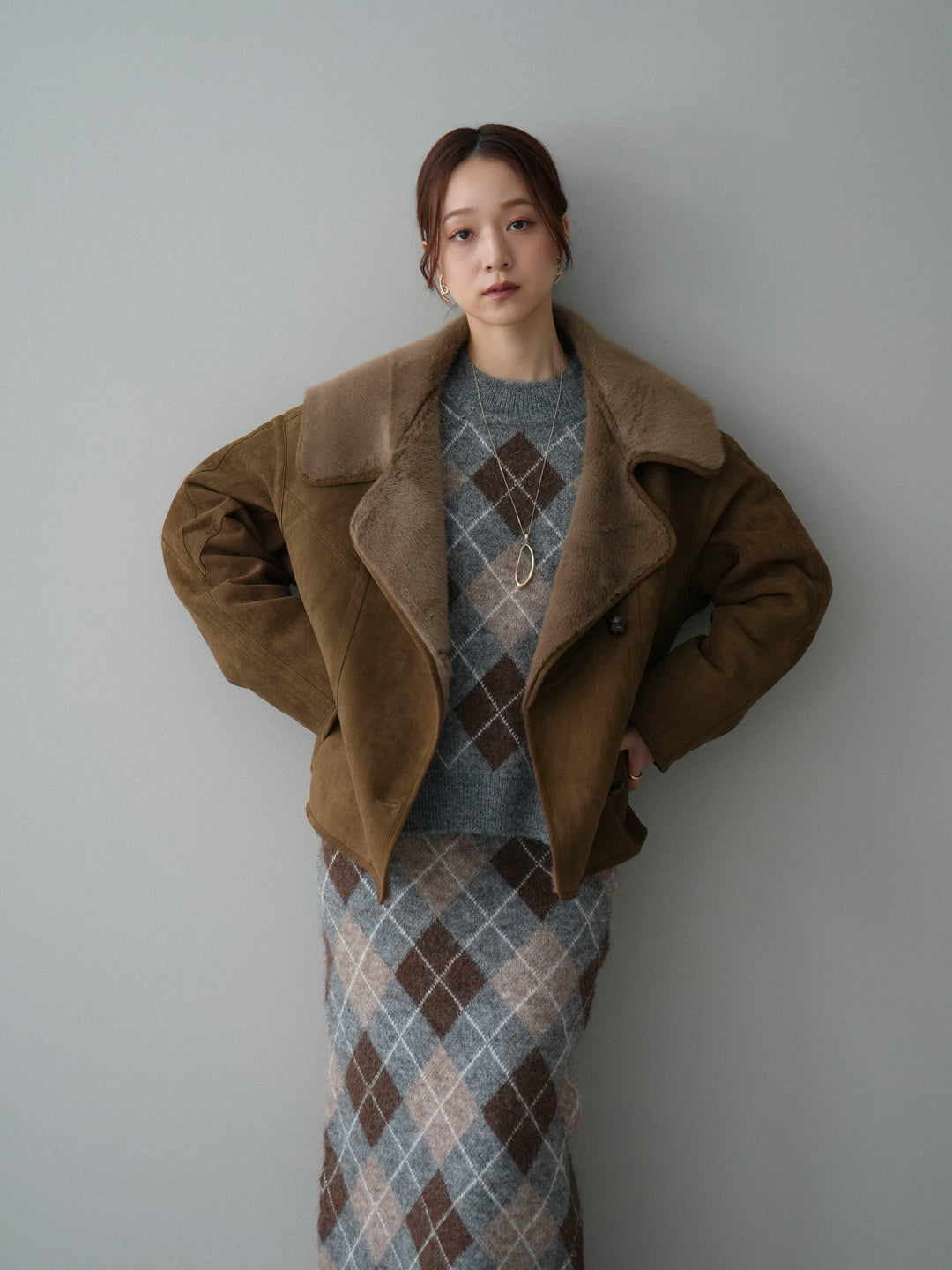 [SET]アーガイルニットプルオーバー&ロングスカートSET UP+アーガイルニットプルオーバー&ロングスカートSET UP(2set)