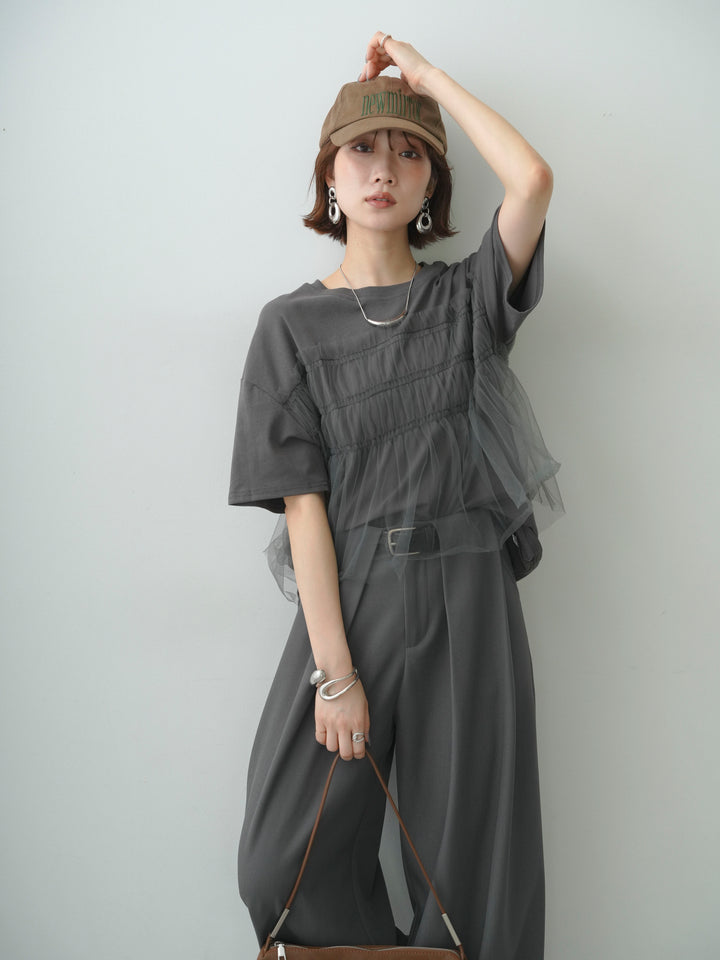[SET]ギャザーチュールドッキングTEE+ギャザーチュールドッキングTEE(2set)