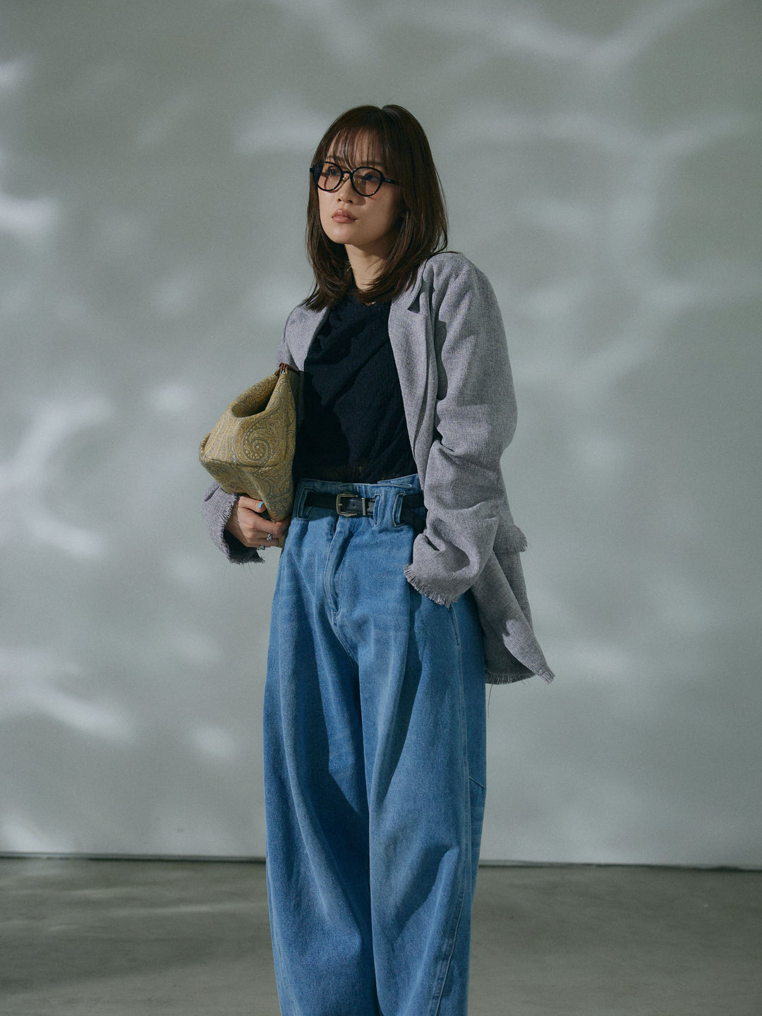 [予約]スラブツイードフリンジテーラージャケット/gray