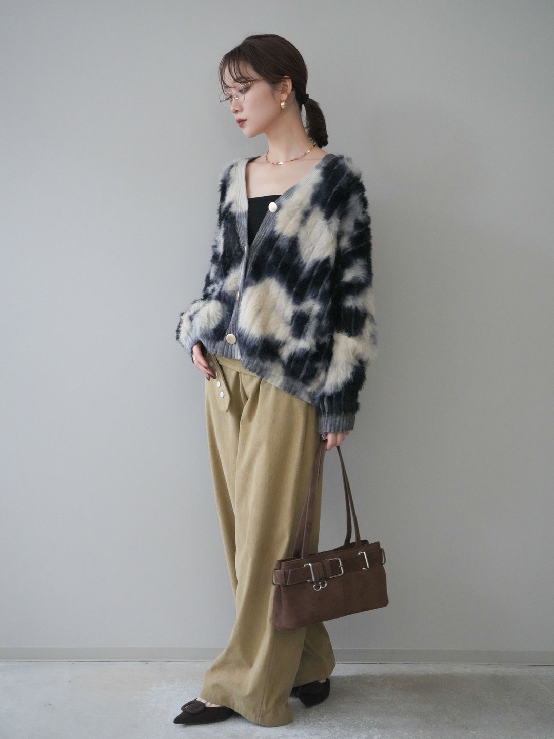 [予約]コーデュロイ巻きベルト付きパンツ/beige