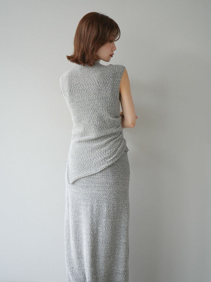 [予約]ブークレアシメニットノースリーブトップス/グレー