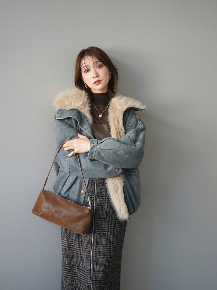 [SET]デニムxファーブルゾン+選べるアクセセット(2set)