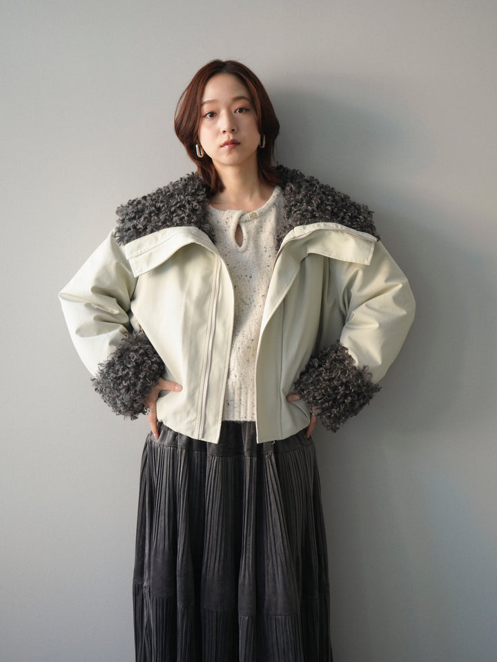 [SET]プードルファーダウンジャケット+ベロアティアードワッシャースカート(2set)