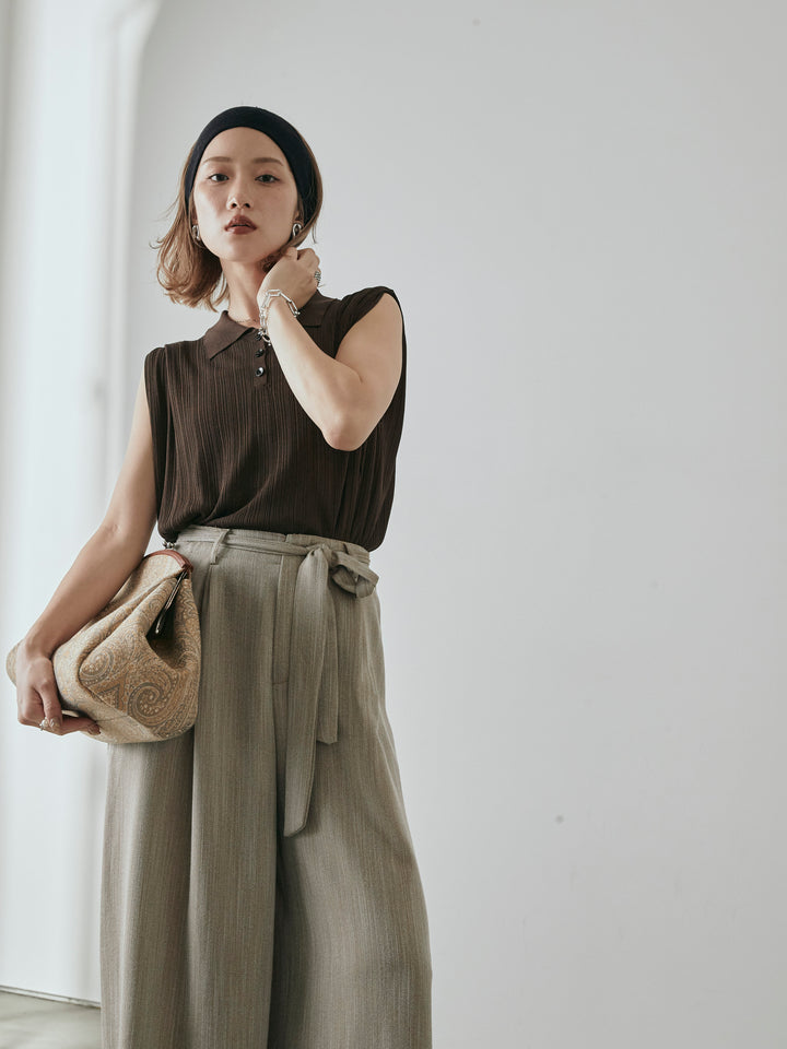 [予約]ランダムリブポロニットベスト/ブラウン