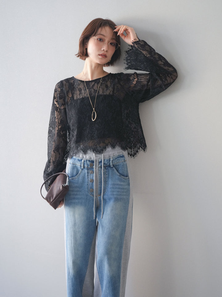 [SET]2WAYスリーブレーストップス+2WAYスリーブレーストップス(2set)