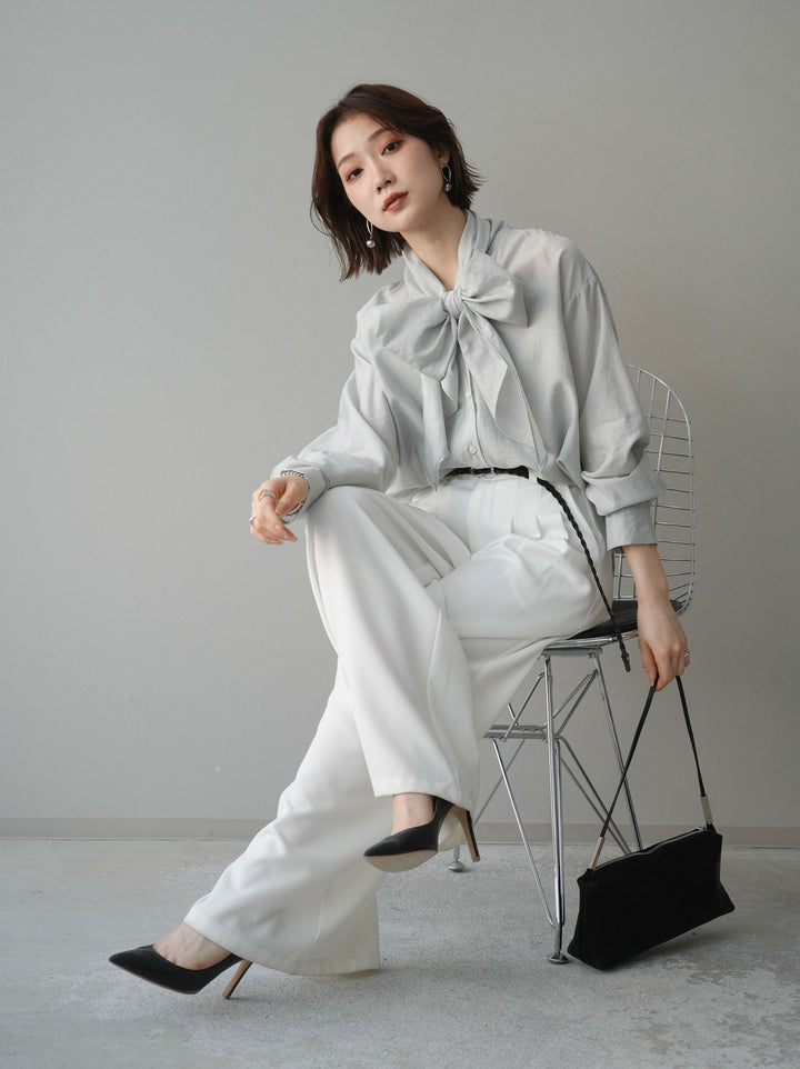 [SET]シアーボウタイブラウス+シアーボウタイブラウス(2set)