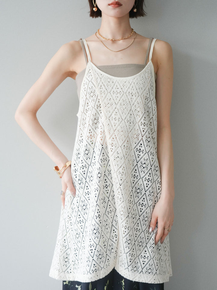 [予約]透かし編スリットキャミチュニック/ivory