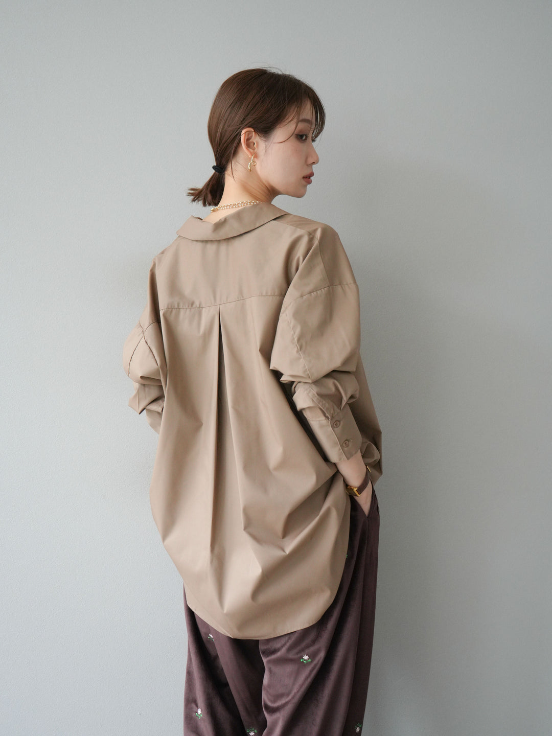 [予約]ブロードディープスキッパーブラウス/ベージュ