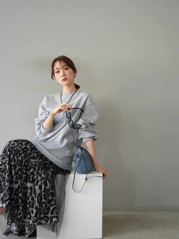 [予約]スウェットドッキングアニマル柄レイヤードワンピース/グレー