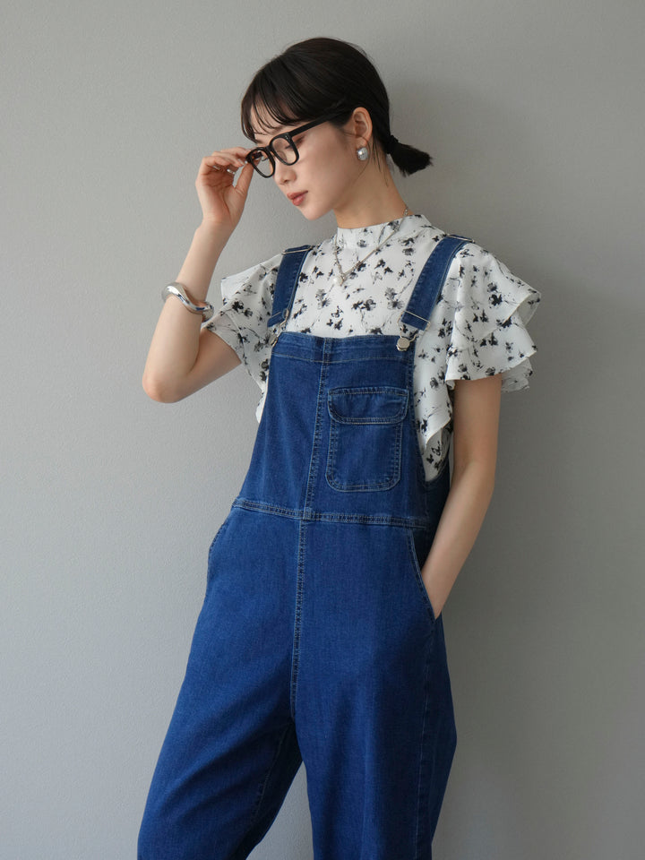 [予約]フラワーモチーフラッフルスリーブブラウス/ホワイト