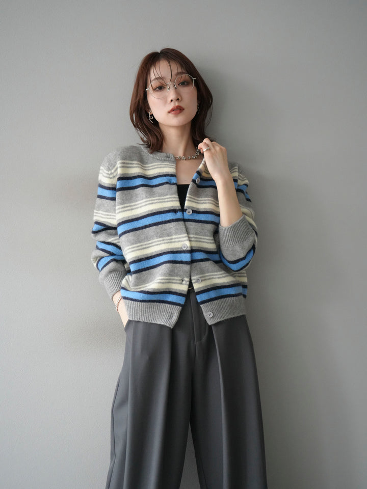 [SET]マルチボーダーニットカーディガン+選べるアクセセット(2set)