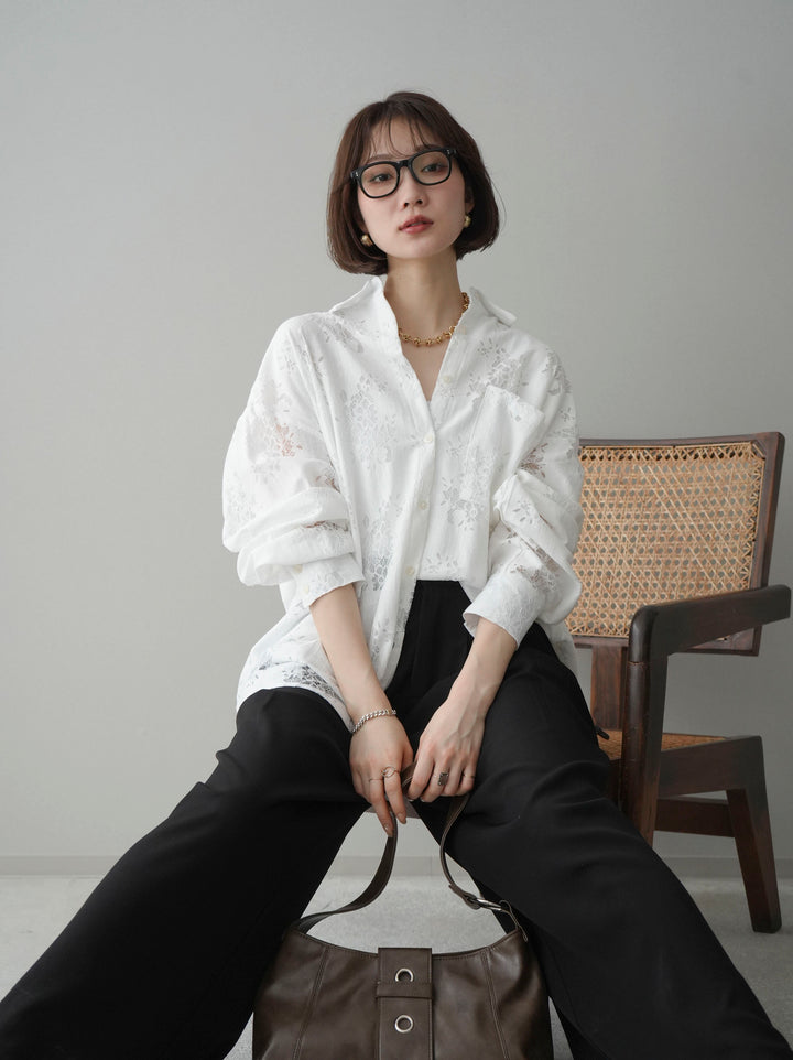 [SET]ジャガードレースオーバーシャツ+選べるアクセセット(2set)