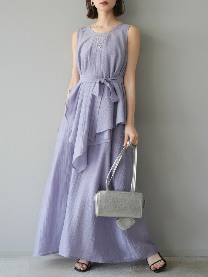 [SET]ワッシャーシアーアシメブラウス＆キャミワンピース+選べるアクセセット(2set)