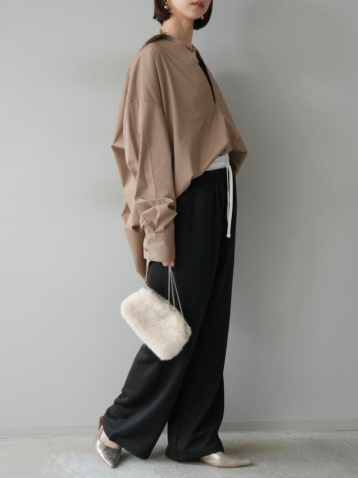 [予約]ダブルウエストスウェットパンツ/ブラック