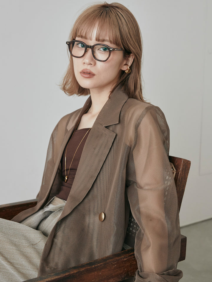 [予約]メッシュテーラードジャケット/モカ