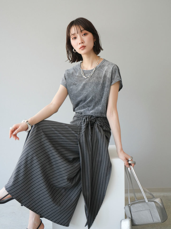 [SET]シアーベロアプルオーバー+サイド巻きツイルスカート(2set)