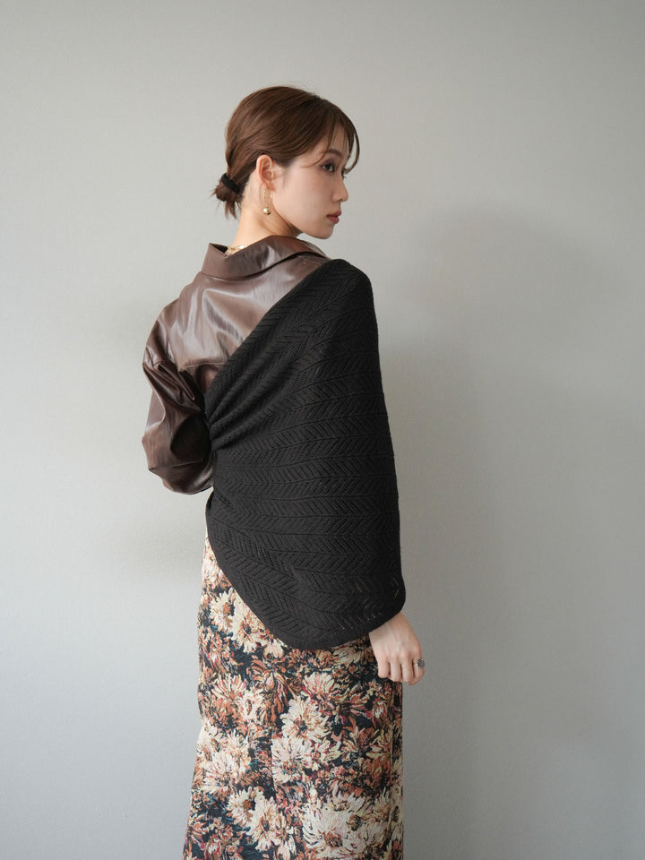 [予約]フェイクレザーシャツ/ブラウン