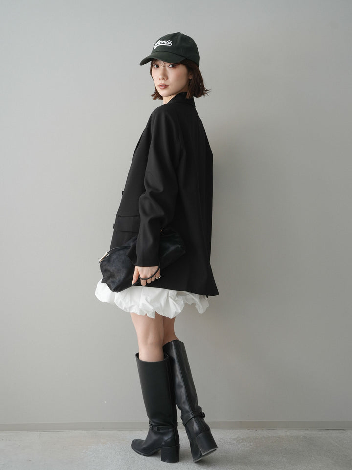 [SET]ノースリバルーンミニワンピース+ダブルブレストオーバージャケット(2set)