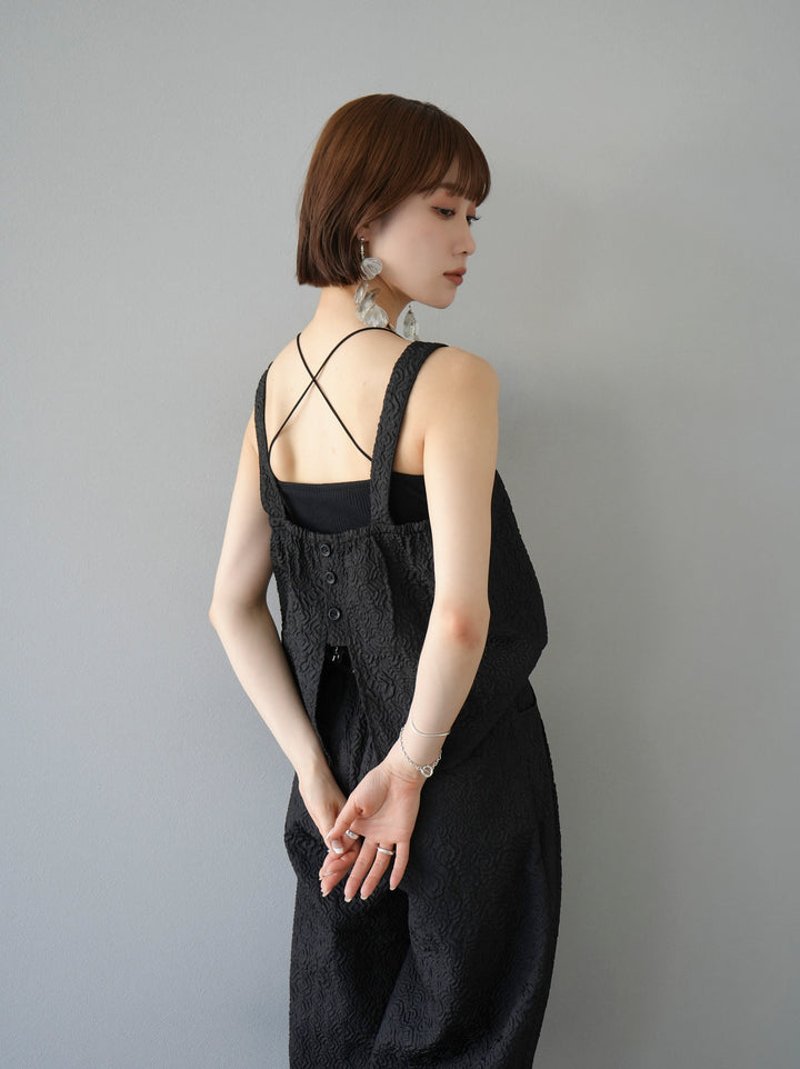 [Pre-order] Puffy Jacquard Bustier Cami Top/Black