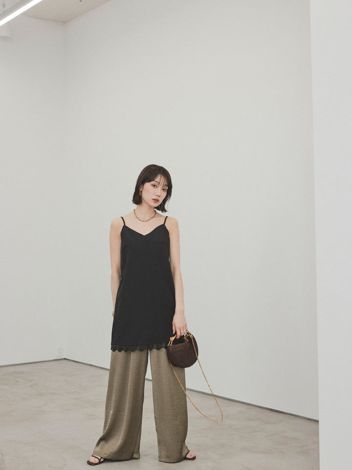 [予約]サテンイージーパンツ/カーキ