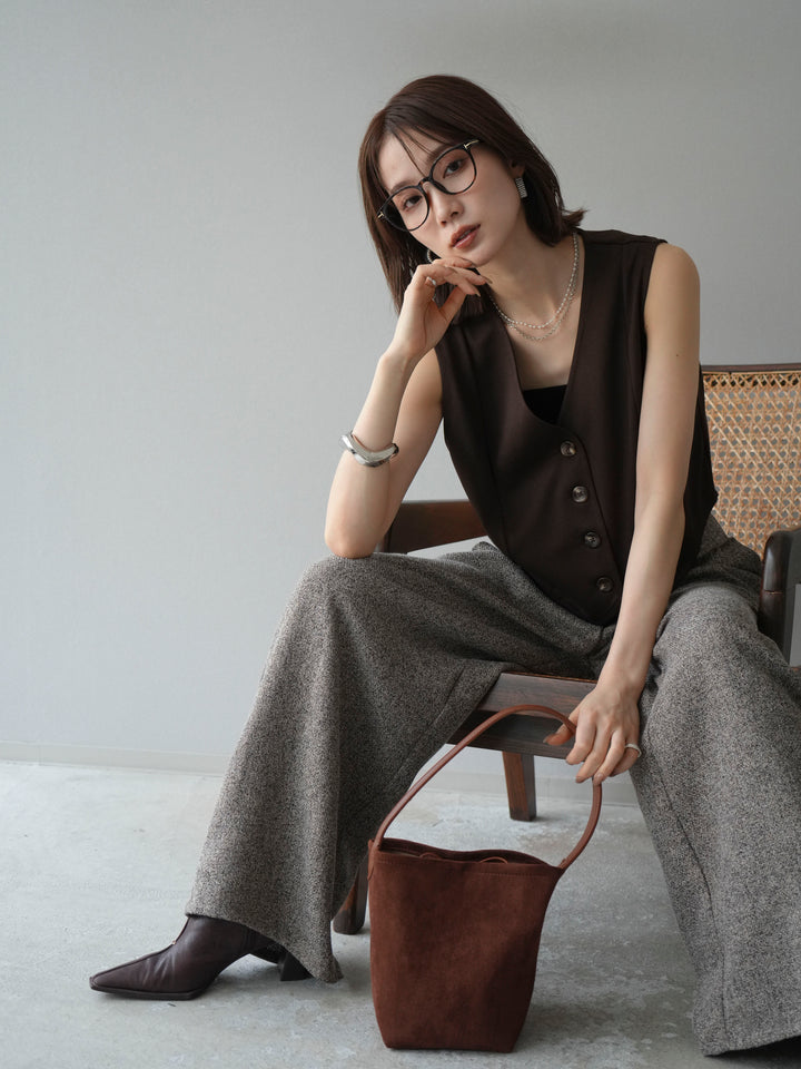 [予約]ポンチノーカラーベスト/ブラウン