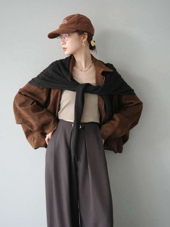 [SET] 麂皮外套+皮帶環設計寬褲（2套）