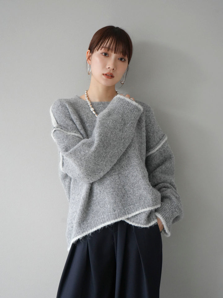 [預訂] 色彩協調針織套頭衫/灰色
