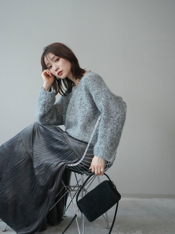 [SET]Vネックミックスヤーンニットプルオーバー+Vネックミックスヤーンニットプルオーバー(2set)