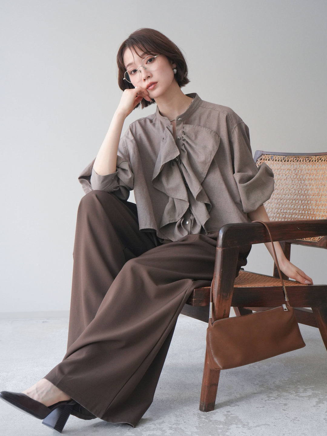 [SET]ラッフルフレアショートブラウス+ラッフルフレアショートブラウス(2set)