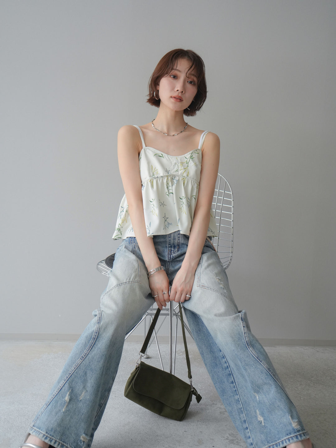 [SET]フラワープリントキャミソール+フラワープリントキャミソール(2set)