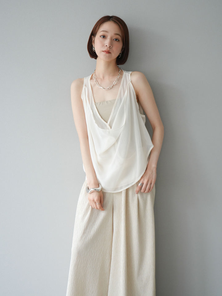 [予約]シアードレープレイヤードノースリーブトップス/ホワイト