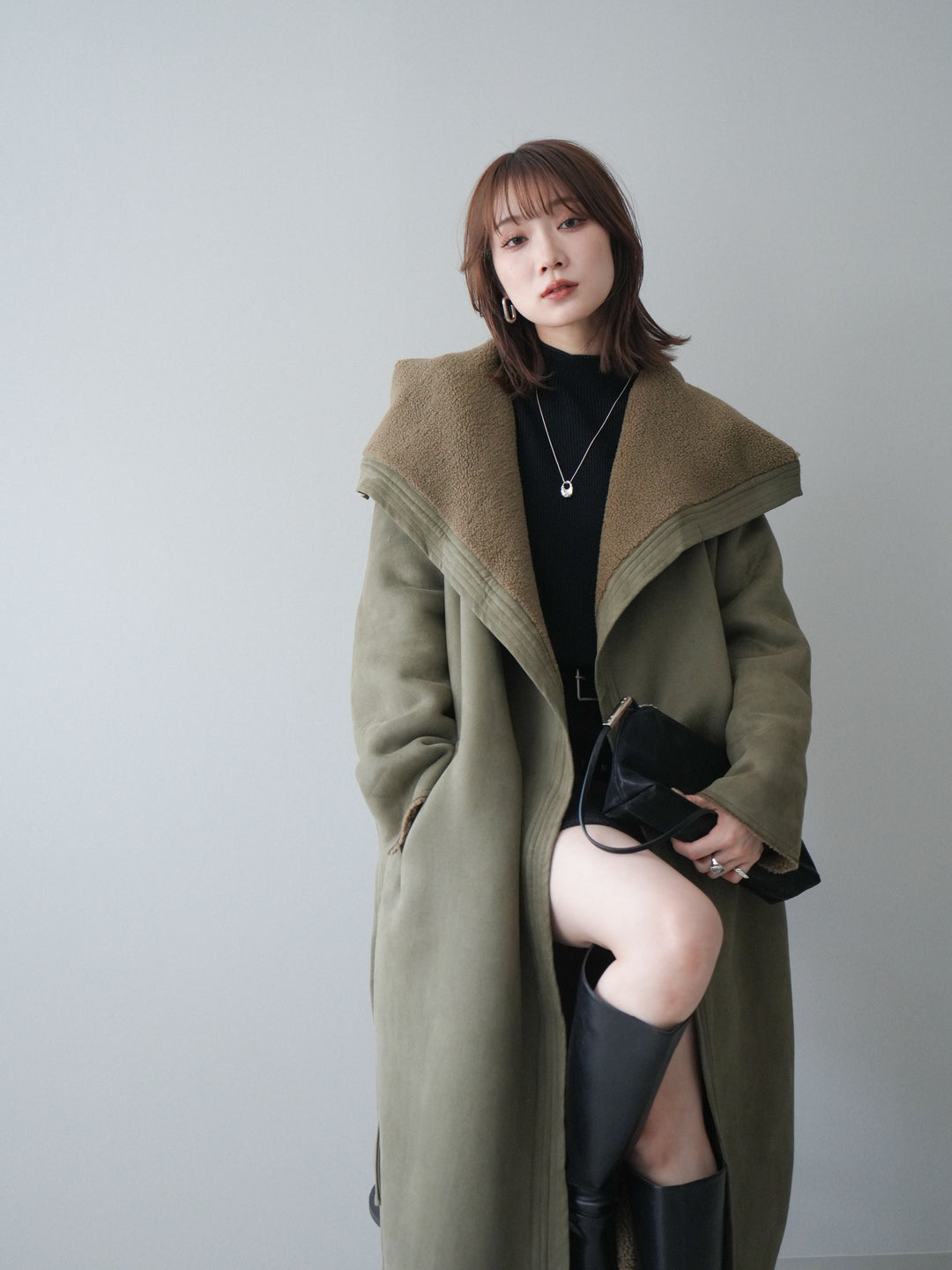 [予約]BIGカラームートンコート/khaki