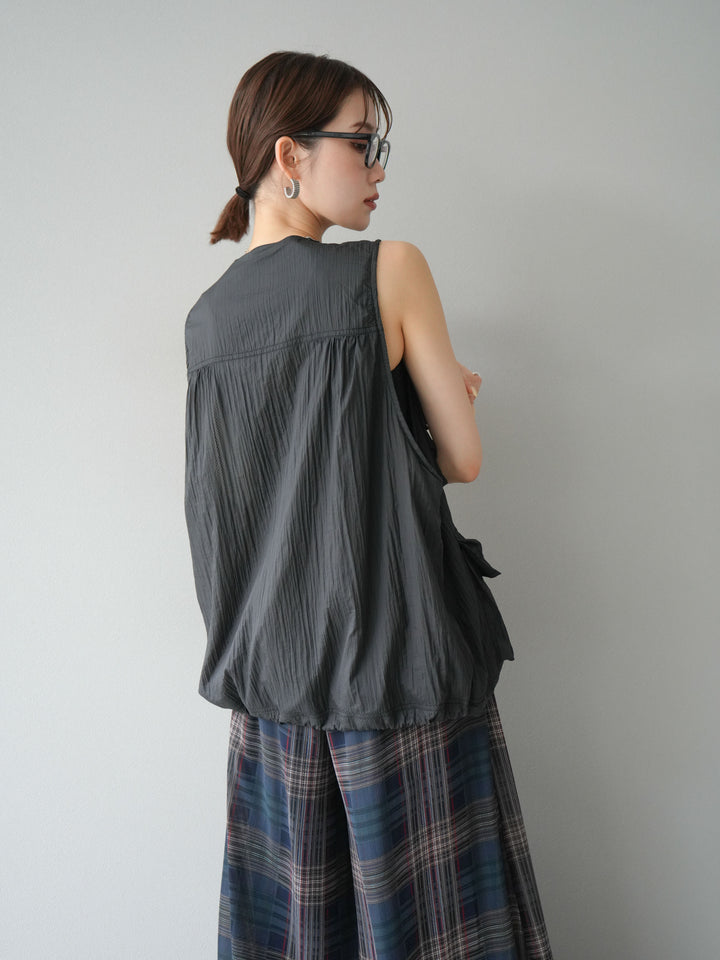 [予約]ナイロンBIGポケットシアーベスト/チャコール