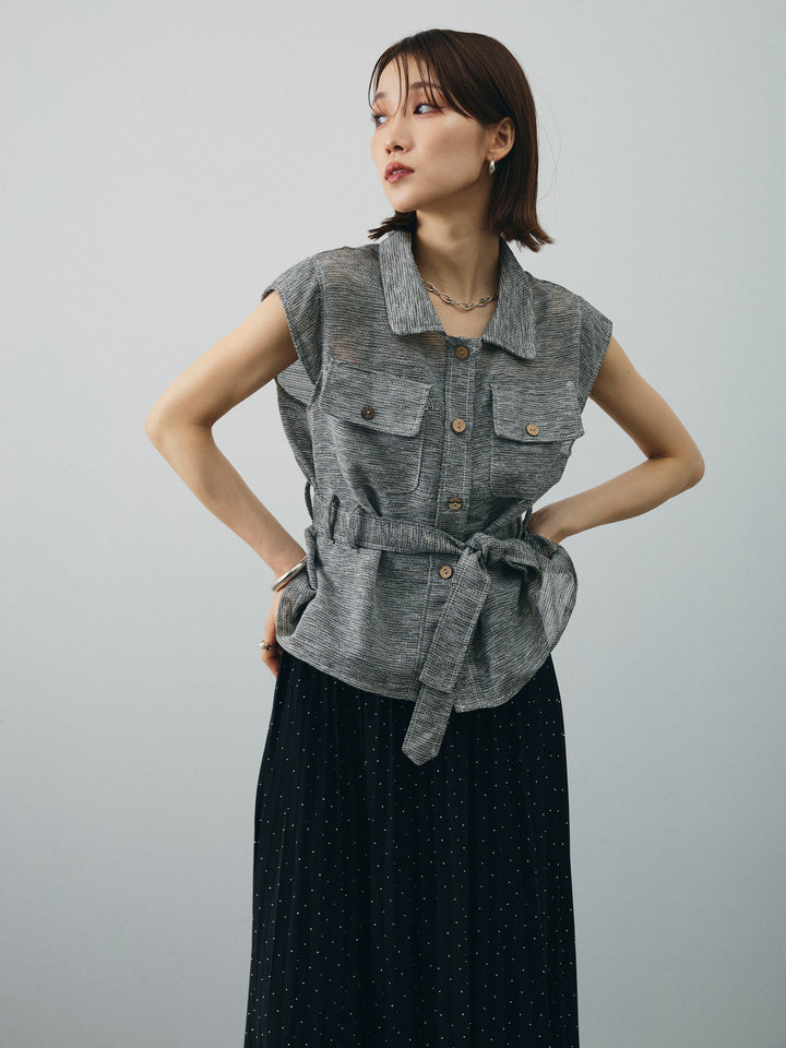 [SET]ミックスヤーンメッシュブラウス+ミックスヤーンメッシュブラウス(2set)