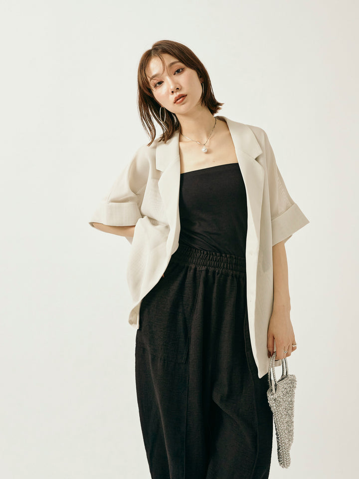 【Allure】[SET]メッシュハーフテーラードジャケット+メッシュハーフテーラードジャケット(2set)