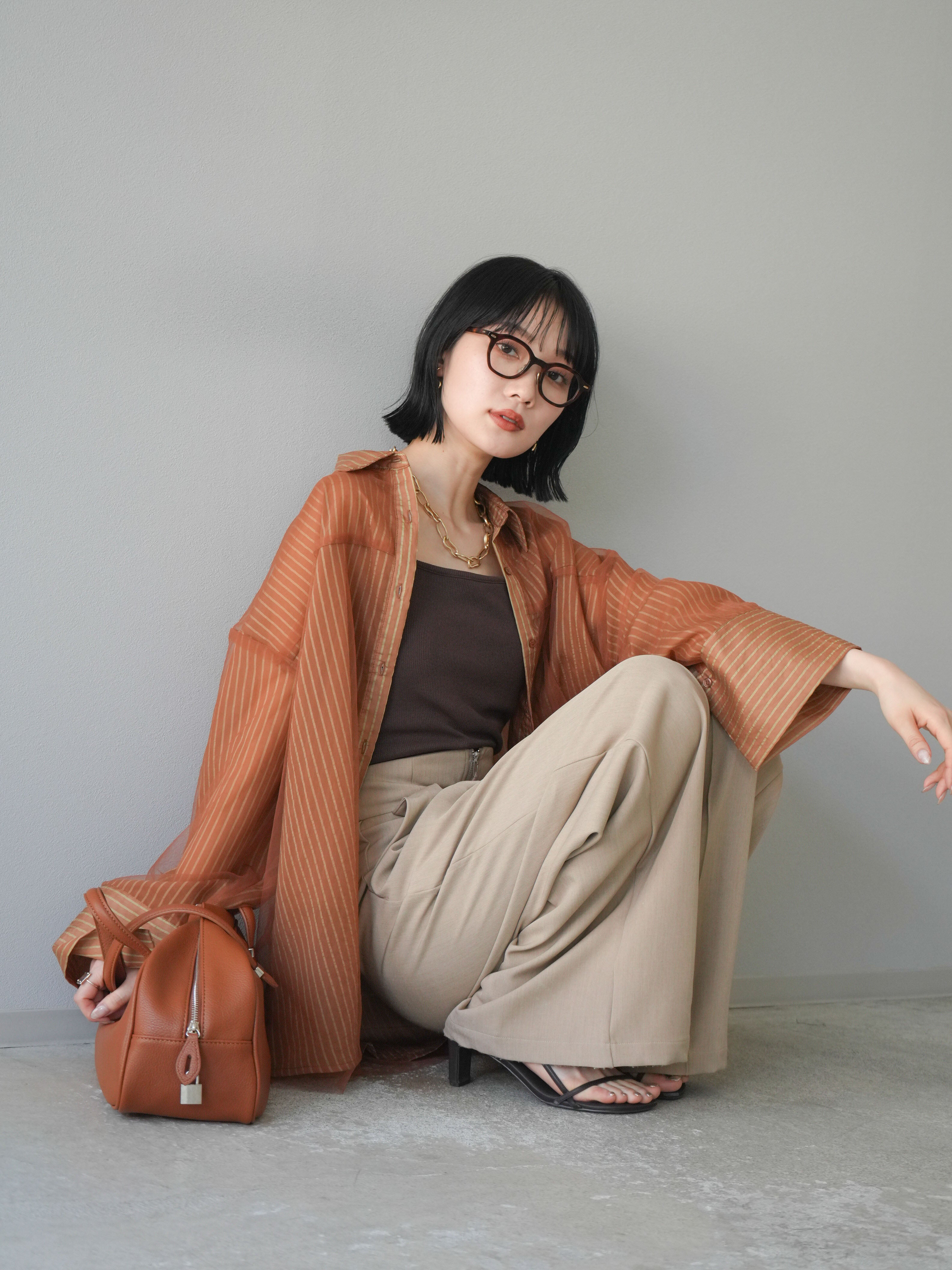 予約]チュールドッキングシアーストライプビッグカフスオーバーサイズ