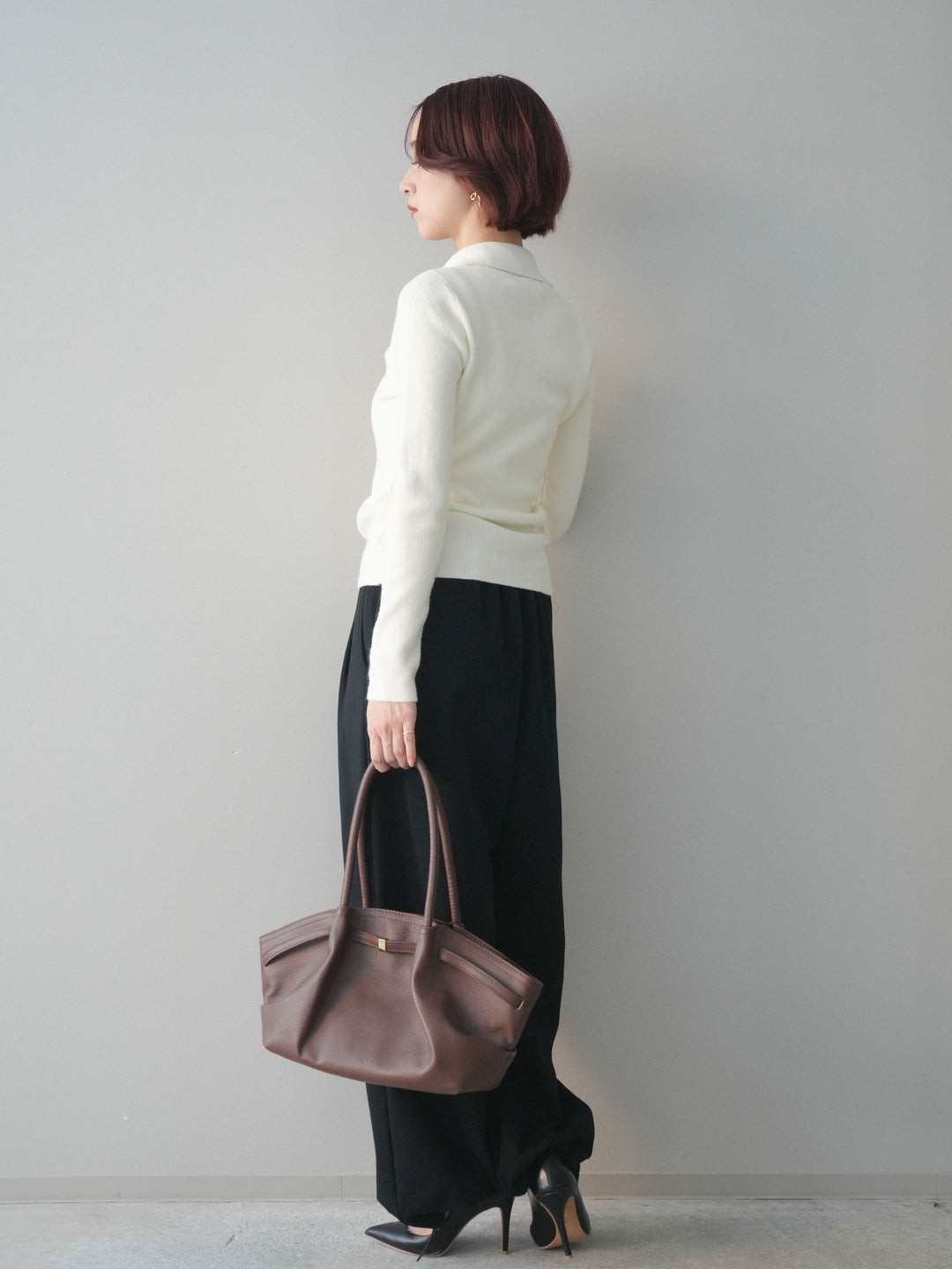 [予約]裾ドロストタックスウェットパンツ/black