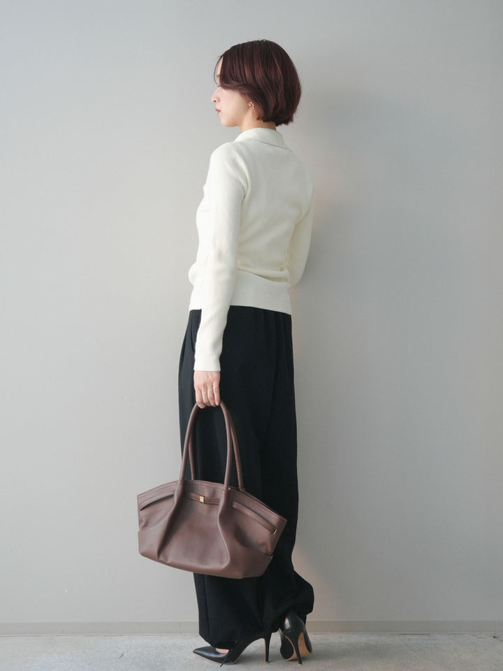 [予約]裾ドロストタックスウェットパンツ/black
