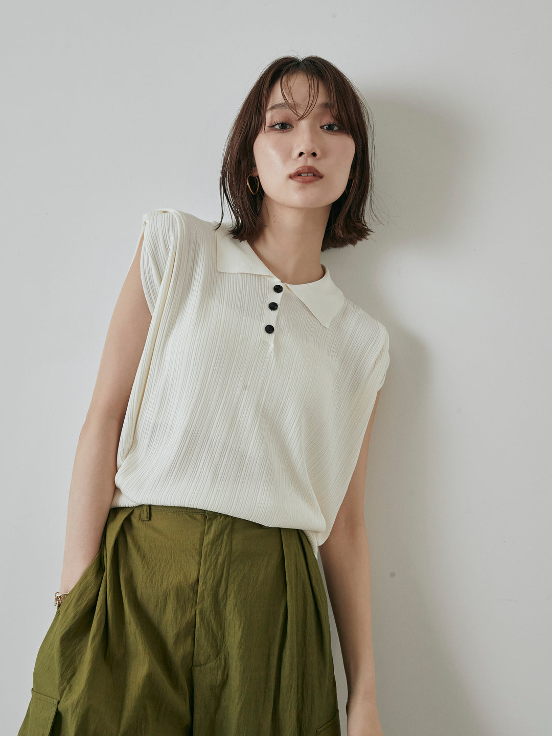 [予約]ランダムリブポロニットベスト/オフ